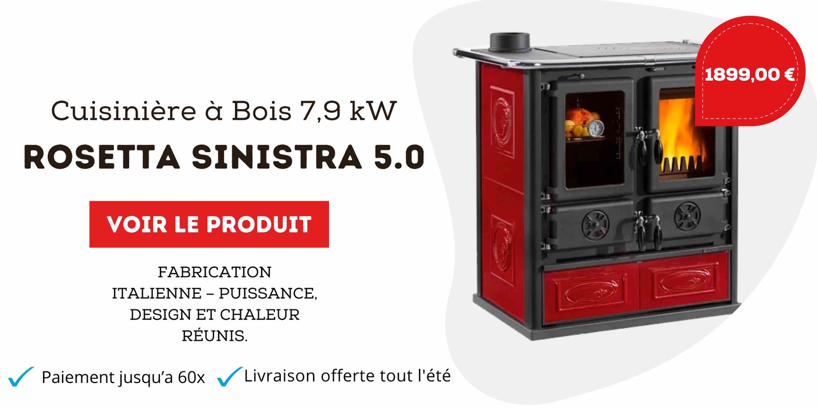cuisiniere a bois rouge pas cher
